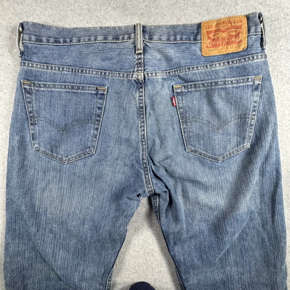 Levi's 569 Loose Straight Jeans Mens 34x32 Blue Denim 00569-1271 Relaxed Fit